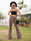 Floral Print Flare Leg Pants