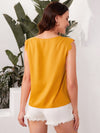 Notched Neck Scallop Trim Top
