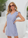 Ruffle Trim Striped Dress