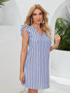 Ruffle Trim Striped Dress