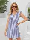 Ruffle Trim Striped Dress