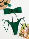 Self Tie Bandeau High Cut Bikini Swimsuit