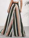 High Waist Striped Print Wide Leg Pants