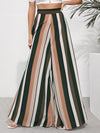 High Waist Striped Print Wide Leg Pants