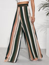 High Waist Striped Print Wide Leg Pants