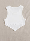 EZwear F Asymmetrical Hem Rib knit Crop Tank Top