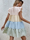 Colorblock Striped Babydoll Dress