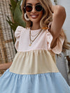 Colorblock Striped Babydoll Dress