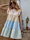 Colorblock Striped Babydoll Dress