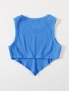 EZwear F Asymmetrical Hem Rib knit Crop Tank Top
