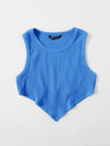 EZwear F Asymmetrical Hem Rib knit Crop Tank Top