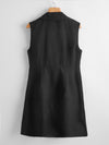 Double Button Lapel Neck Vest Blazer