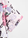 Plus Abstract Figure Print Lapel Neck Crop Blouse