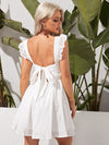 Tied Backless Ruffle Trim Schiffy Dress
