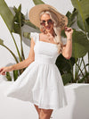 Tied Backless Ruffle Trim Schiffy Dress