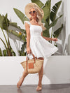 Tied Backless Ruffle Trim Schiffy Dress