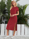 Striped Split Hem Tee Dress