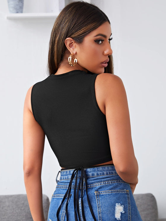 Crisscross Tie Back Crop Tank Top
