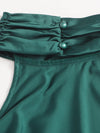 Ruched Halterneck Tied Backless Crop Top