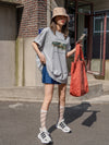DAZY Letter And Mountain Print Oversized Tee