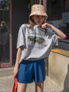 DAZY Letter And Mountain Print Oversized Tee