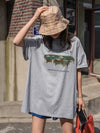 DAZY Letter And Mountain Print Oversized Tee
