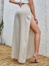 Tie Waist Split Thigh Wide Leg Pants