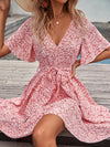Ditsy Floral Print Self Tie Dress