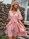 Ditsy Floral Print Self Tie Dress