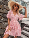 Ditsy Floral Print Self Tie Dress