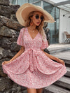 Ditsy Floral Print Self Tie Dress