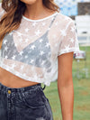 EZwear Star Print Mesh Sheer Top Without Bra