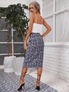 Frenchy Lettuce Trim Cami Top Drawstring Ruched Ditsy Floral Skirt Set
