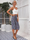 Frenchy Lettuce Trim Cami Top Drawstring Ruched Ditsy Floral Skirt Set