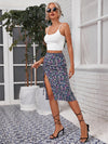 Frenchy Lettuce Trim Cami Top Drawstring Ruched Ditsy Floral Skirt Set