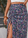 Frenchy Lettuce Trim Cami Top Drawstring Ruched Ditsy Floral Skirt Set