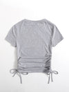 EZwear F Neon Orange Drawstring Side Solid Top