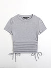 EZwear F Neon Orange Drawstring Side Solid Top