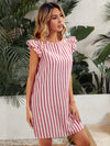 Tie Back Ruffle Armhole Striped Dress