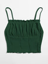 Frill Trim Ruched Front Rib knit Cami Top
