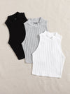 EZwear 3 Pack Mock Neck Rib knit Tank Top