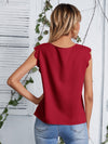 Notched Neck Scallop Trim Top