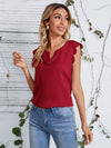 Notched Neck Scallop Trim Top