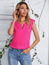 Notched Neck Scallop Trim Top