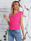 Notched Neck Scallop Trim Top