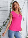 Notched Neck Scallop Trim Top