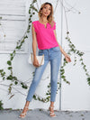 Notched Neck Scallop Trim Top