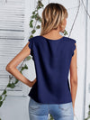 Notched Neck Scallop Trim Top