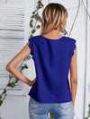 Notched Neck Scallop Trim Top