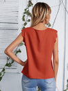 Notched Neck Scallop Trim Top